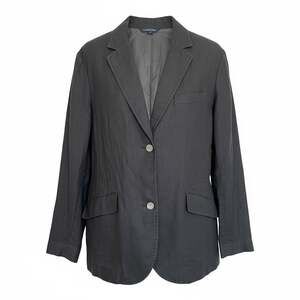 Lands' End Women's Plus Size 100% Linen Two-Button Blazer Black 22